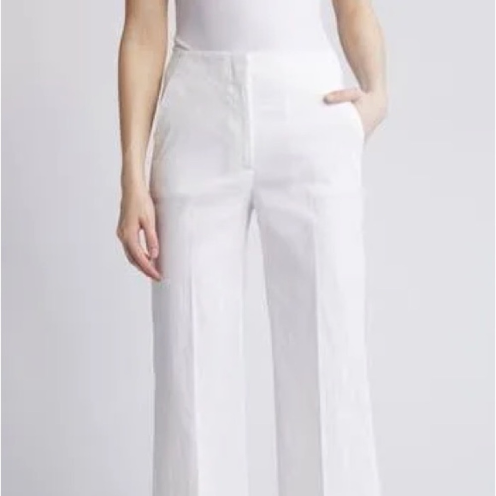 Theory Clean Terena Cropped Wide-Leg Linen Pants, size 0, NWT.